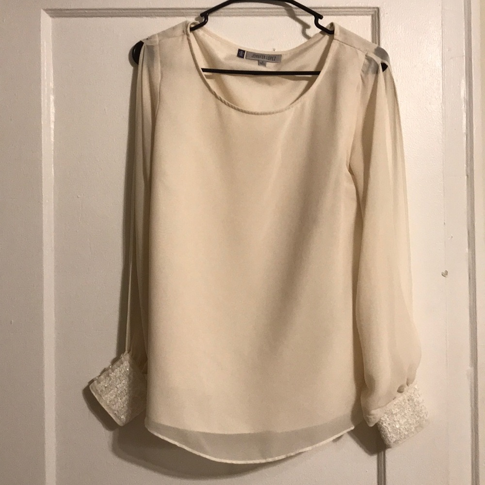 Sequined Cuff, Cream, Jennifer Lopez Blouse